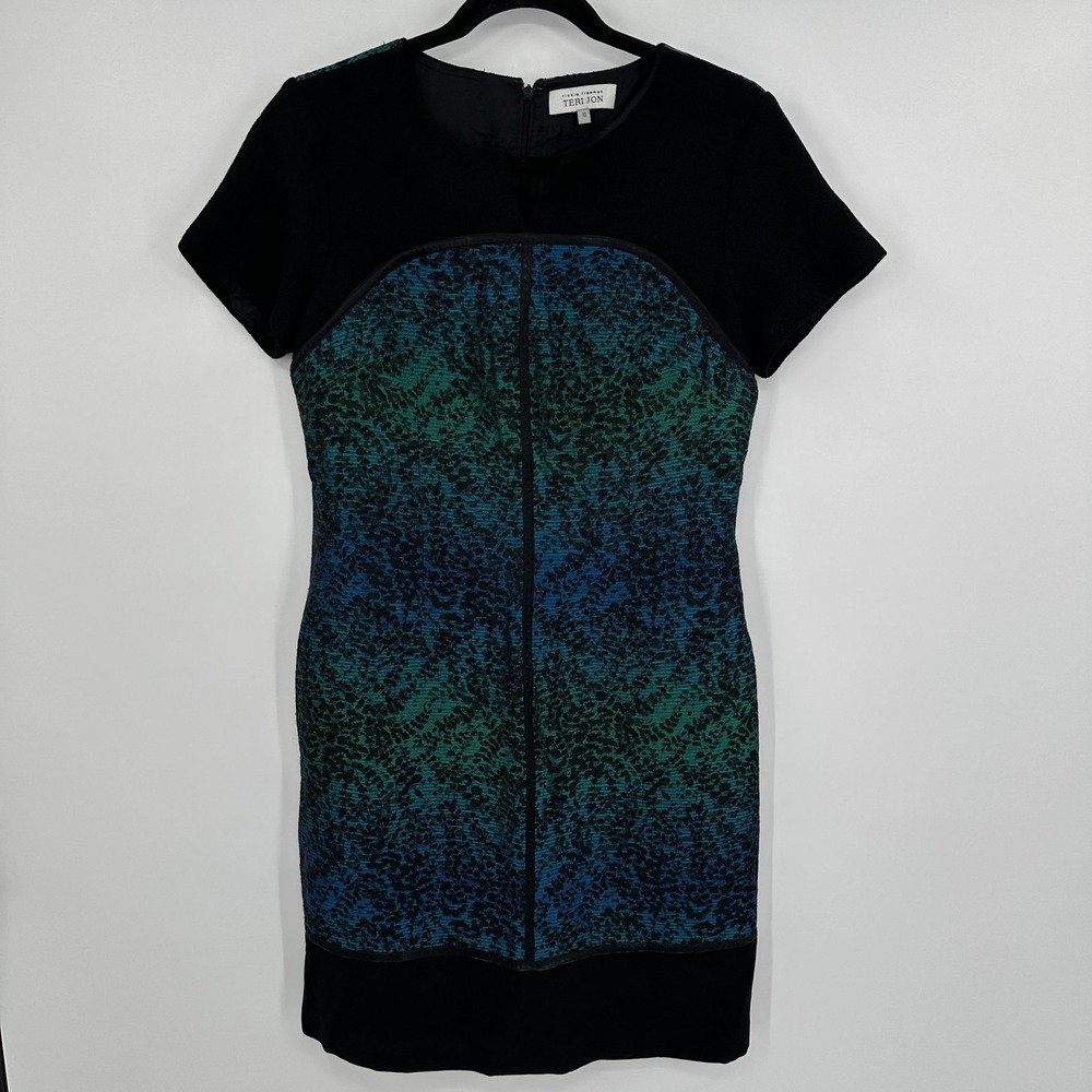 Teri Jon Dress Womens 10 Sheath Short Sleeve Textured‎ Party Cocktail Formal